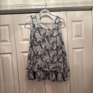 Kori Black and Gray Ruffled Tank Top